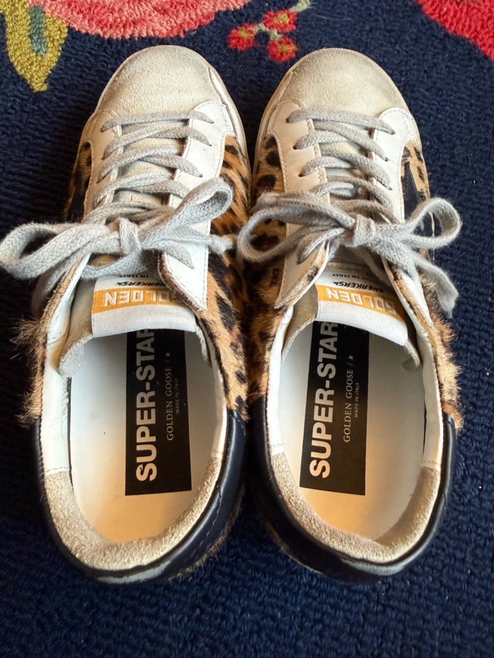Golden Goose Superstar Leopard Print Calf Hair Sneakers - Picture 4 of 9